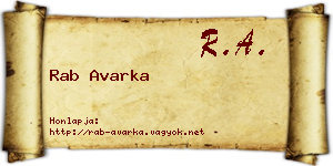Rab Avarka névjegykártya